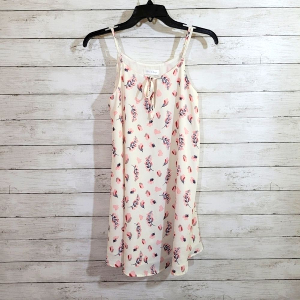 Boutique Slip Dress Women's Size Small Spaghetti Straps Beige Floral Sundress‎